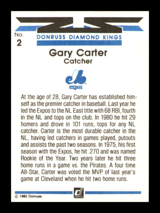 1982 Donruss Diamond Kings Gary Carter 