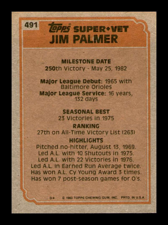 1983 Topps Jim Palmer