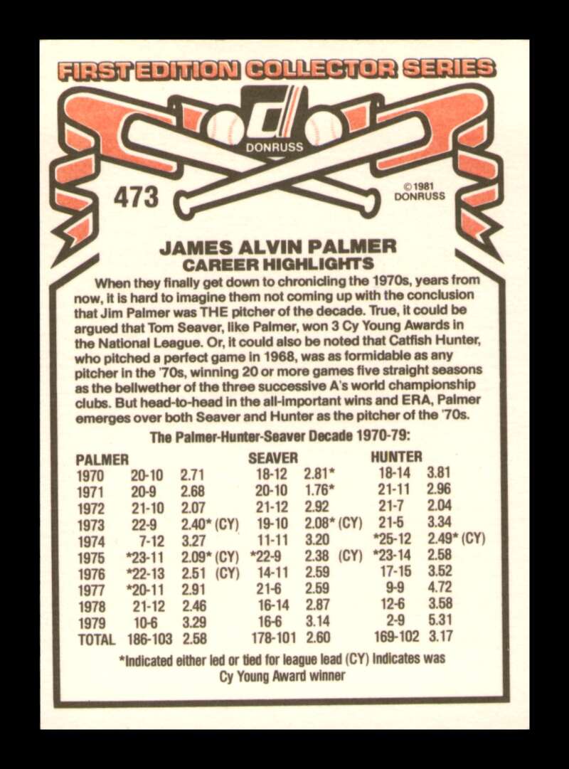 Load image into Gallery viewer, 1981 Donruss Jim Palmer #473 Baltimore Orioles Image 2
