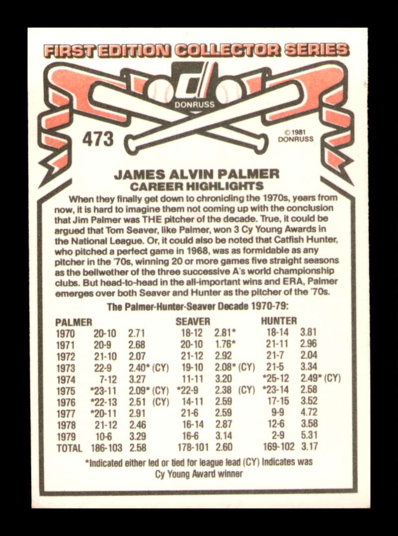 Load image into Gallery viewer, 1981 Donruss Jim Palmer #473 Baltimore Orioles Image 2
