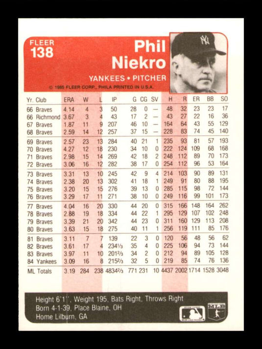 1985 Fleer Phil Niekro