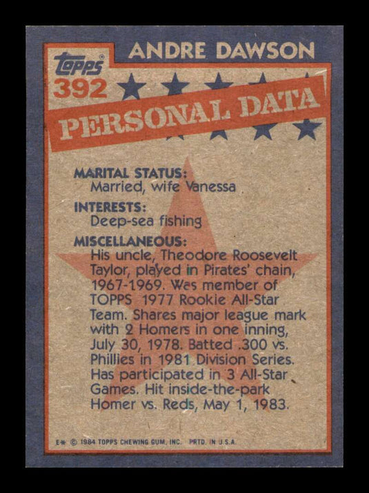 1984 Topps Andre Dawson