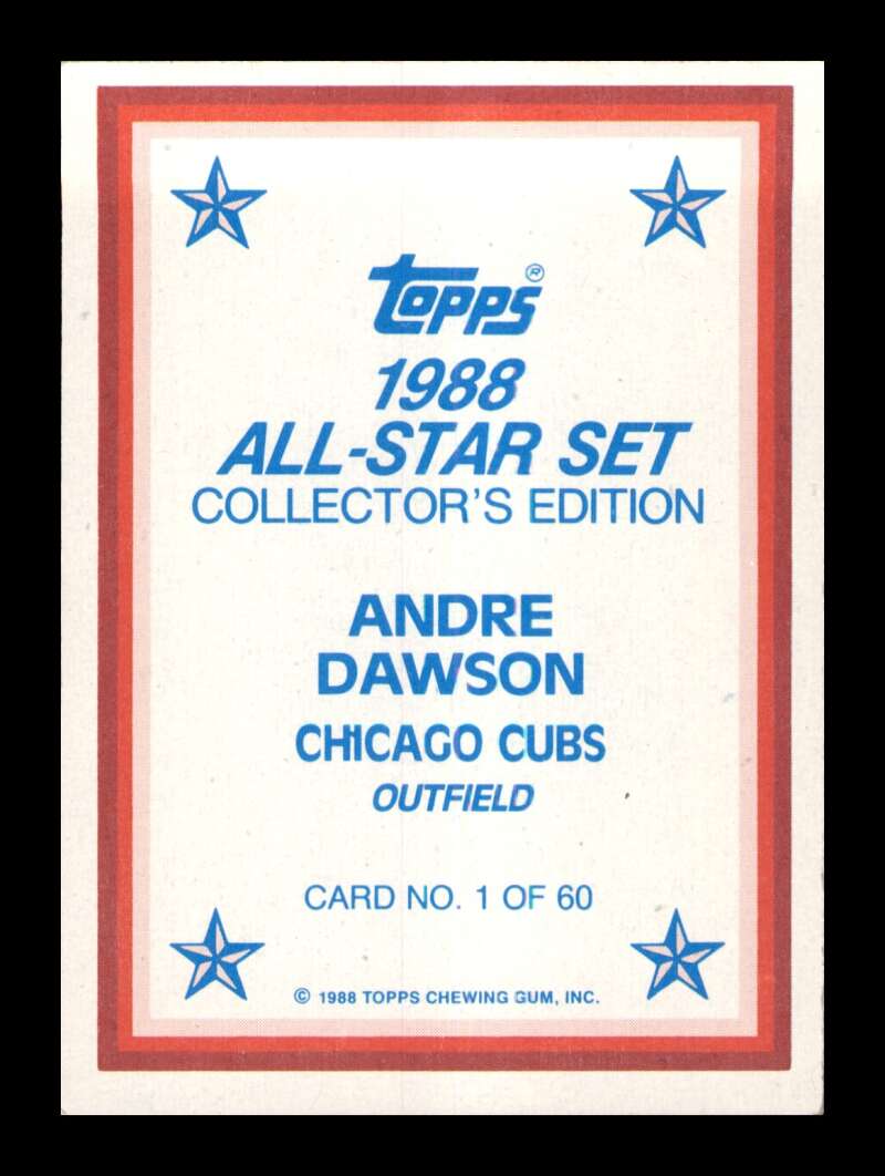 Load image into Gallery viewer, 1988 Topps All Star Andre Dawson #1 Chicago Cubs Image 2
