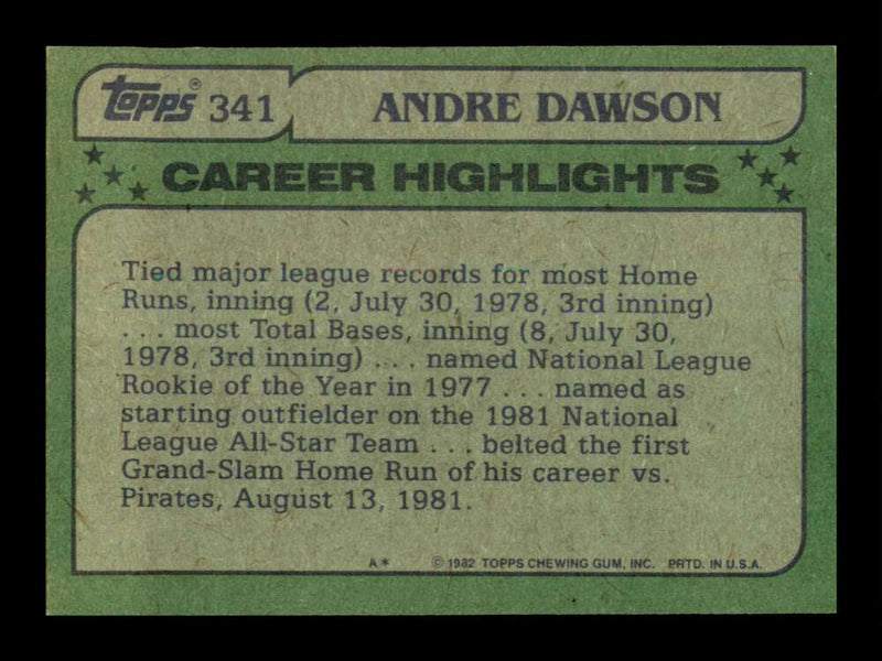 Load image into Gallery viewer, 1982 Topps Andre Dawson #341 Montreal Expos Image 2
