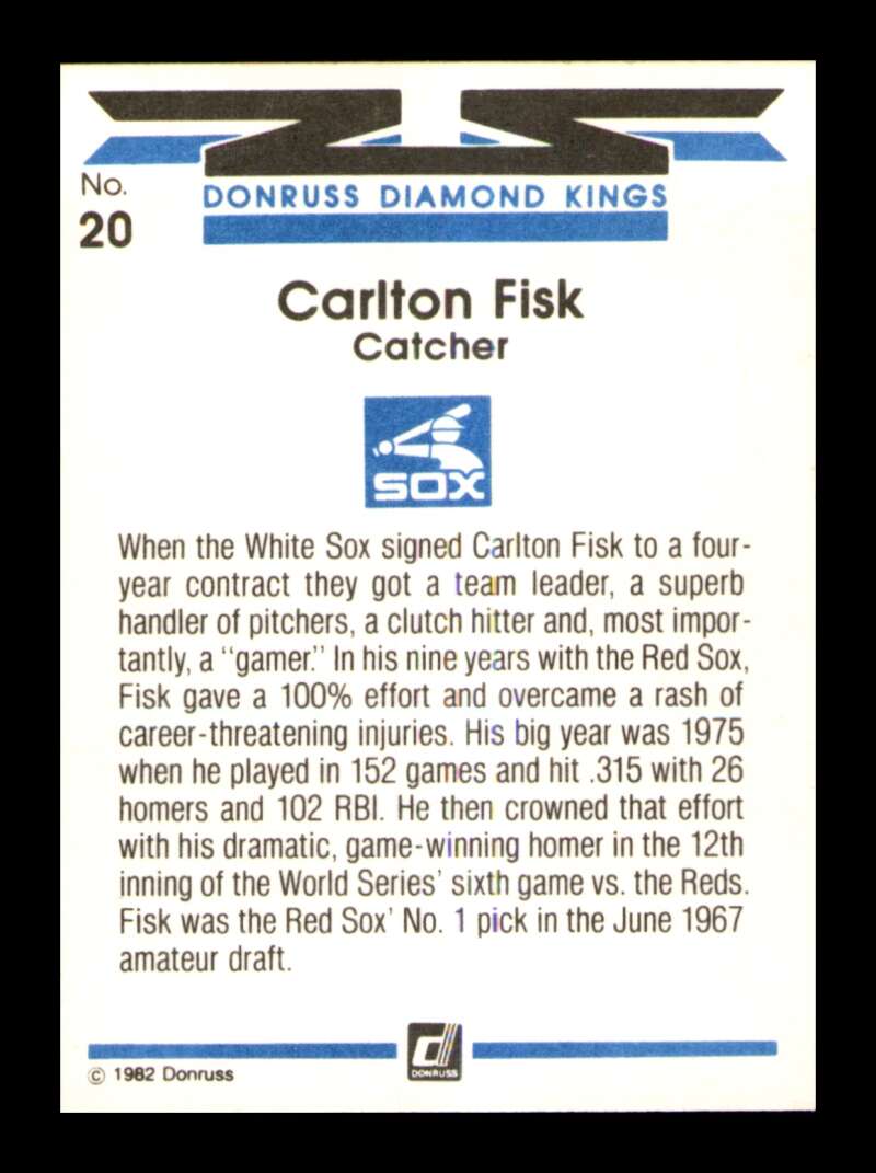 Load image into Gallery viewer, 1982 Donruss Carlton Fisk #20 Chicago White Sox Image 2
