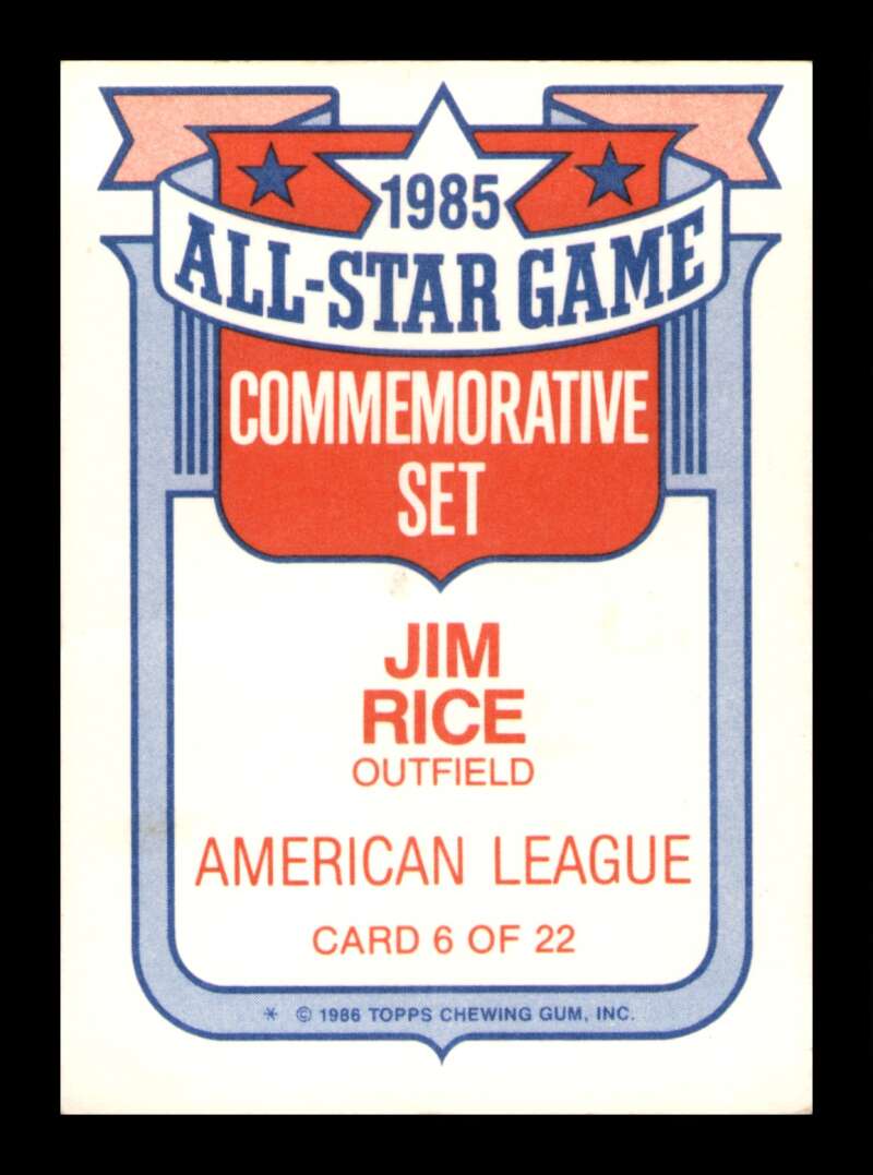 Load image into Gallery viewer, 1986 Topps All Stars Jim Rice #6 Boston Red Sox Image 2
