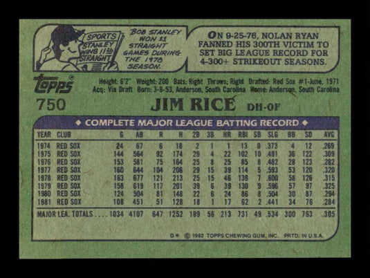 1982 Topps Jim Rice 