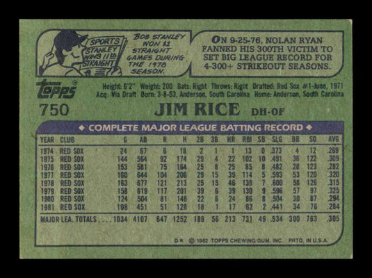 1982 Topps Jim Rice 