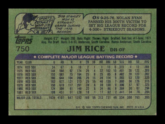 1982 Topps Jim Rice