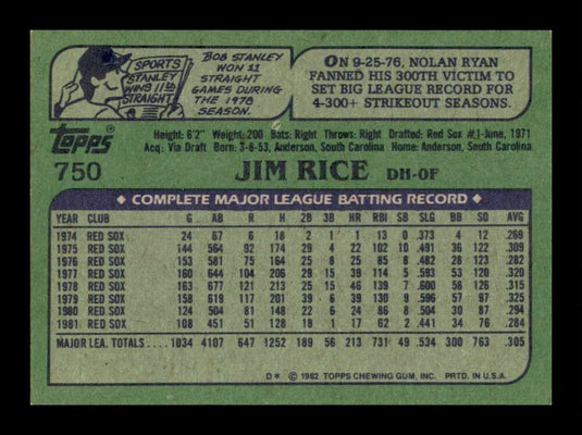 1982 Fleer Jim Rice