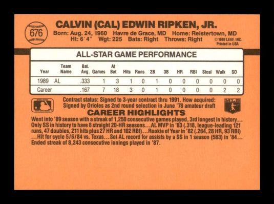 1990 Donruss Cal Ripken