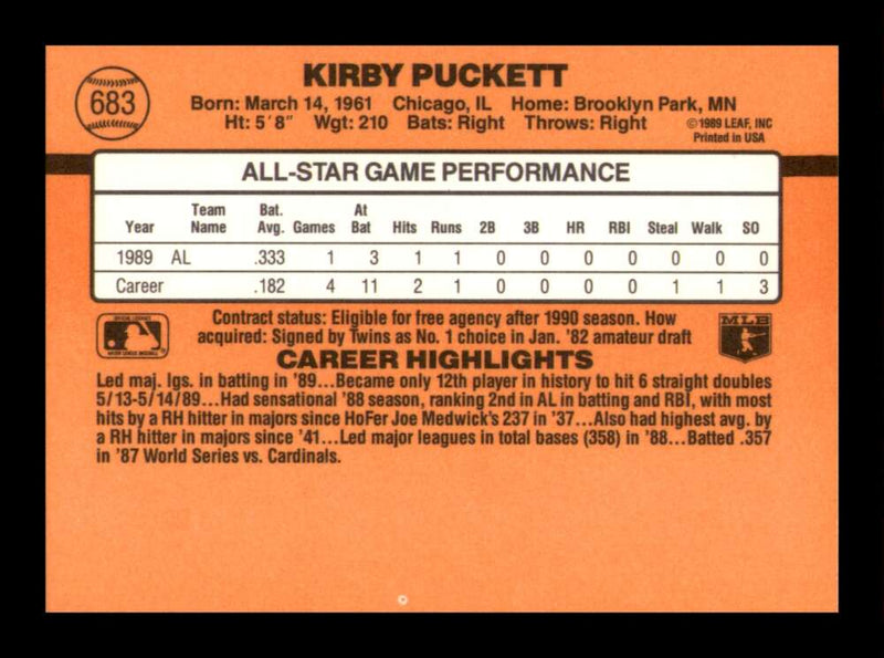 Load image into Gallery viewer, 1990 Donruss Kirby Puckett #683 Minnesota Twins Image 2
