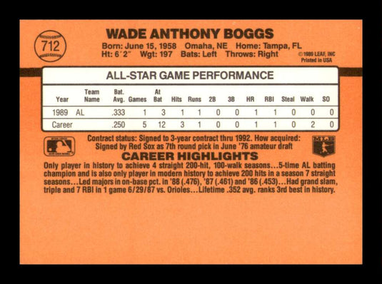 1990 Donruss Wade Boggs