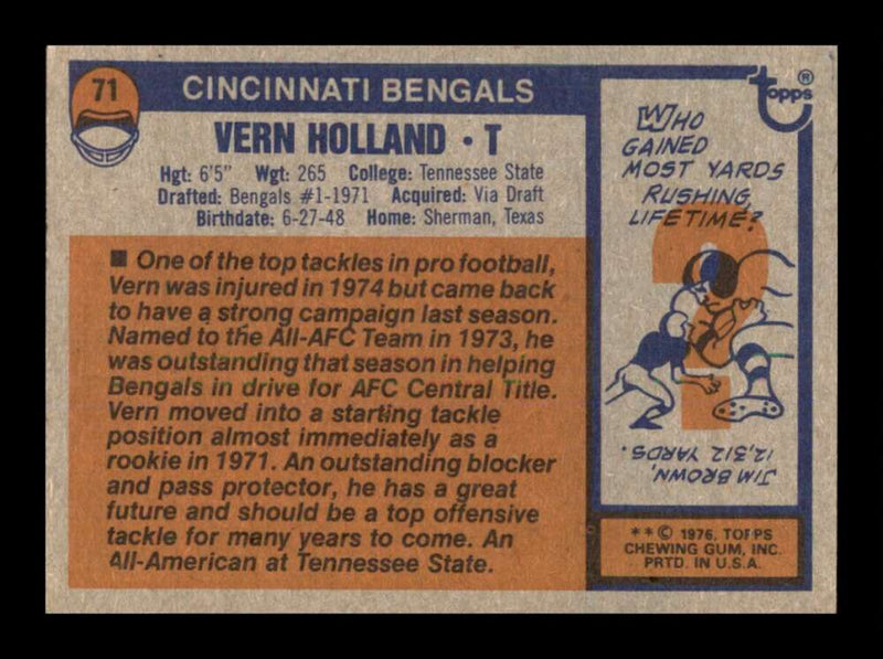 Load image into Gallery viewer, 1976 Topps Vern Holland #71 Set Break Cincinnati Bengals Image 2
