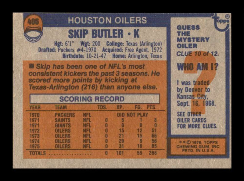 Load image into Gallery viewer, 1974 Topps Skip Butler #458 Rookie RC Set Break Houston Oilers Image 2
