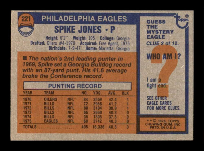 Load image into Gallery viewer, 1976 Topps Spike Jones #221 Set Break Philadelphia Eagles Image 2
