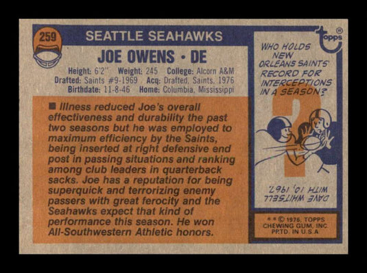 1976 Topps Joe Owens