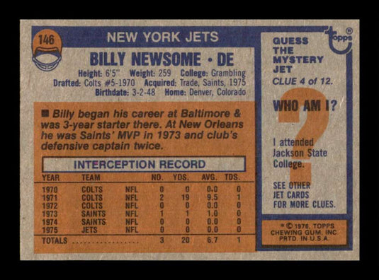 1976 Topps Billy Newsome 