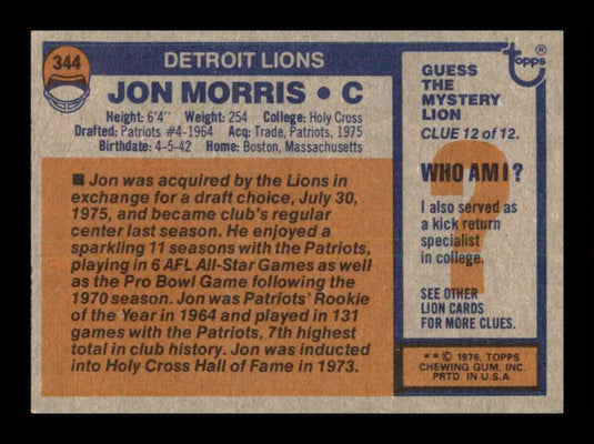 1976 Topps Jon Morris 