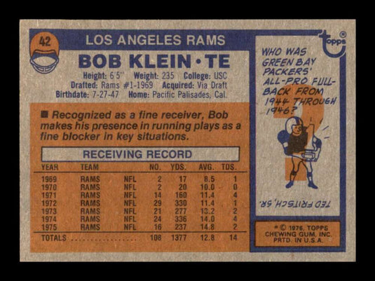 1976 Topps Bob Klein