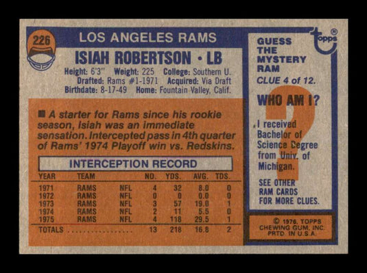 1976 Topps Isiah Robertson