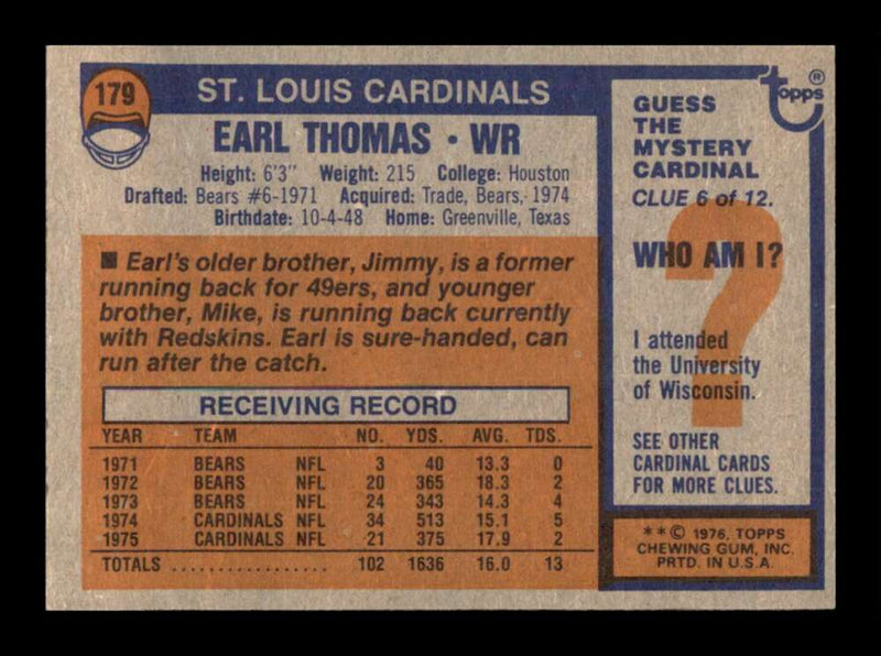 Load image into Gallery viewer, 1976 Topps Earl Thomas #179 Set break St. Louis Cardinals Image 2
