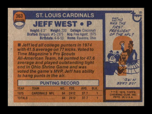 1976 Topps Jeff West 