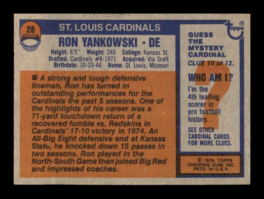 1976 Topps Ron Yankowski 