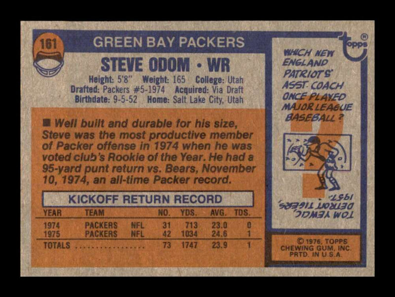 Load image into Gallery viewer, 1976 Topps Steve Odom #161 Rookie RC Set break Green Bay Packers Image 2
