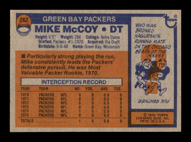 Load image into Gallery viewer, 1976 Topps Mike McCoy #262 Set break Green Bay Packers Image 2
