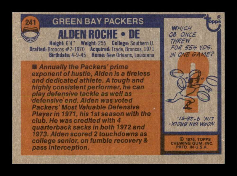 Load image into Gallery viewer, 1976 Topps Alden Roche #241 Set break Green Bay Packers Image 2
