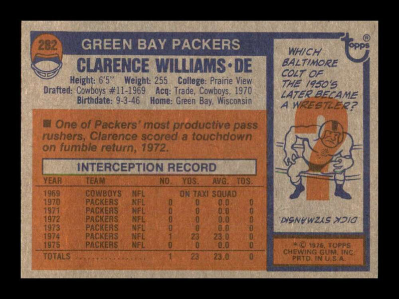 Load image into Gallery viewer, 1976 Topps Clarence Williams #282 Set break Green Bay Packers Image 2
