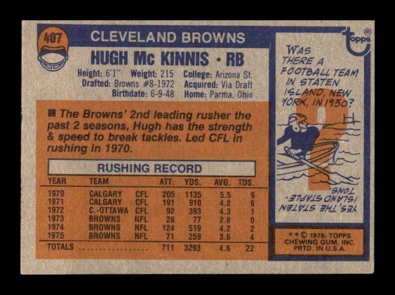 Load image into Gallery viewer, 1976 Topps Hugh McKinnis #407 Rookie RC Set break Cleveland Browns Image 2
