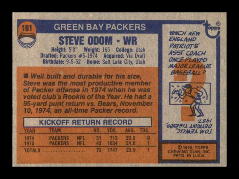 Load image into Gallery viewer, 1976 Topps Steve Odom #161 Rookie RC Set Break Green Bay Packers Image 2
