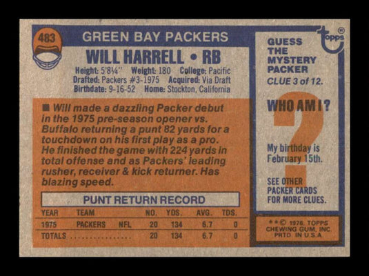 1976 Topps Will Harrell