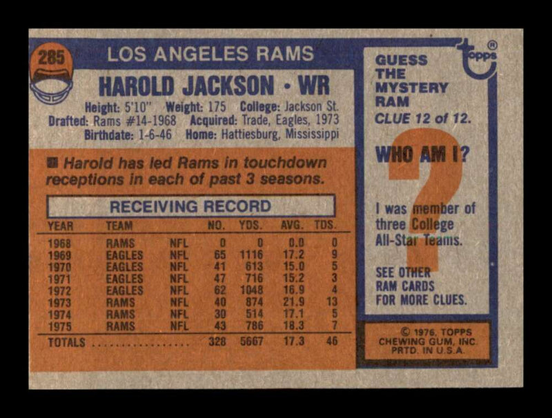 Load image into Gallery viewer, 1976 Topps Harold Jackson #285 Set Break Los Angeles Rams Image 2
