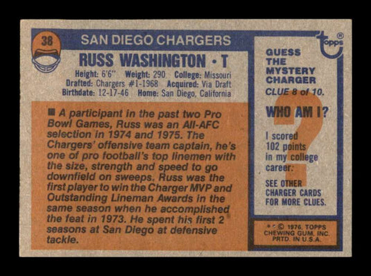 1976 Topps Russ Washington