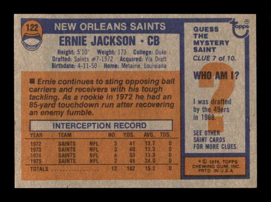 1976 Topps Ernie Jackson 