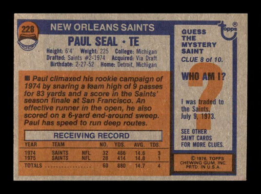 1976 Topps Paul Seal