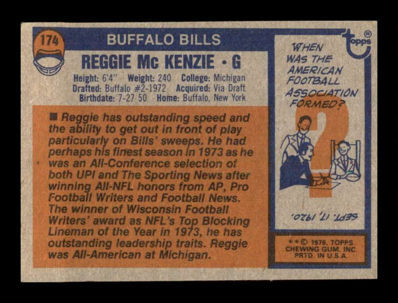 Load image into Gallery viewer, 1976 Topps Reggie McKenzie #174 Set Break Buffalo Bills Image 2
