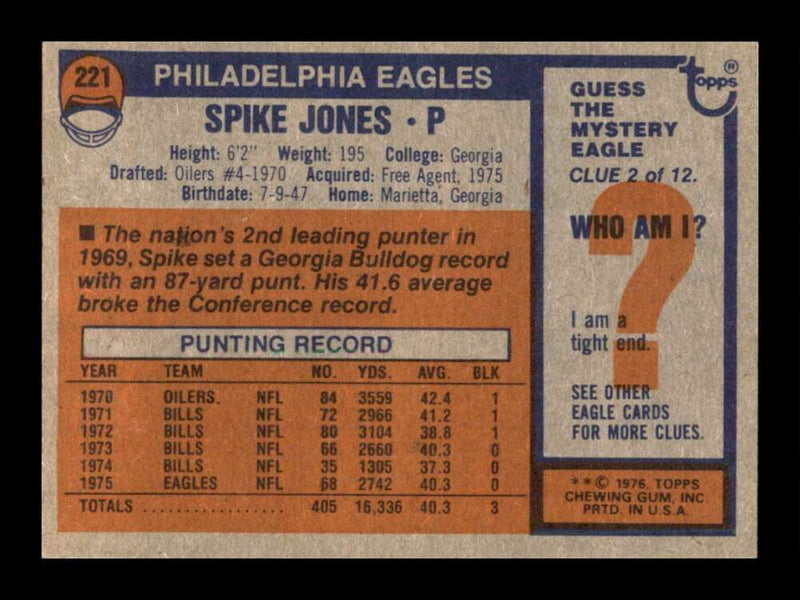 Load image into Gallery viewer, 1976 Topps Spike Jones #221 Set Break Philadelphia Eagles Image 2
