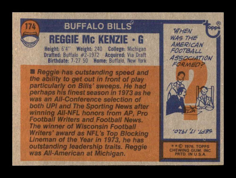 Load image into Gallery viewer, 1976 Topps Reggie McKenzie #174 Set Break Buffalo Bills Image 2
