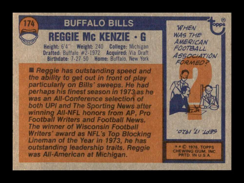 Load image into Gallery viewer, 1976 Topps Reggie McKenzie #174 Set Break Buffalo Bills Image 2
