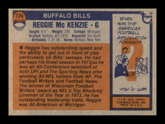 1976 Topps Reggie McKenzie 