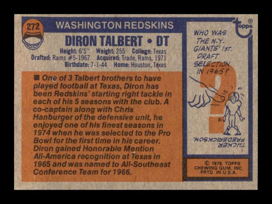 1976 Topps Diron Talbert 