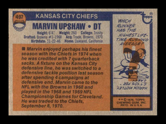 1976 Topps Marvin Upshaw 