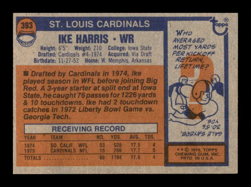 Load image into Gallery viewer, 1976 Topps Ike Harris #393 Rookie RC Set Break St. Louis Cardinals Image 2
