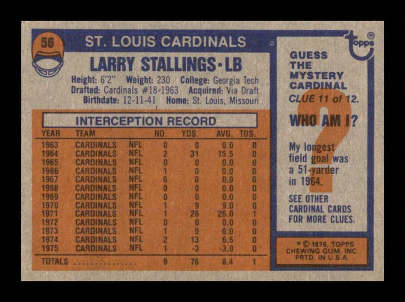 Load image into Gallery viewer, 1976 Topps Larry Stallings #56 Set Break St. Louis Cardinals Image 2
