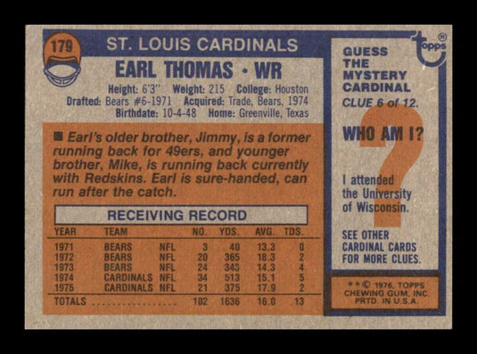 1976 Topps Earl Thomas