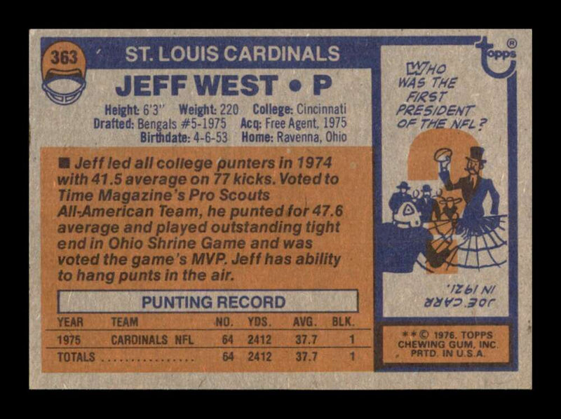Load image into Gallery viewer, 1976 Topps Jeff West #363 Rookie RC Set Break St. Louis Cardinals Image 2

